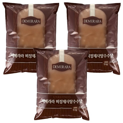 에코시드 데메라라 비정제 사탕수수당, 5kg, 3개