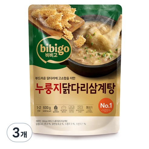 비비고 누룽지 닭다리 삼계탕, 3개, 600g