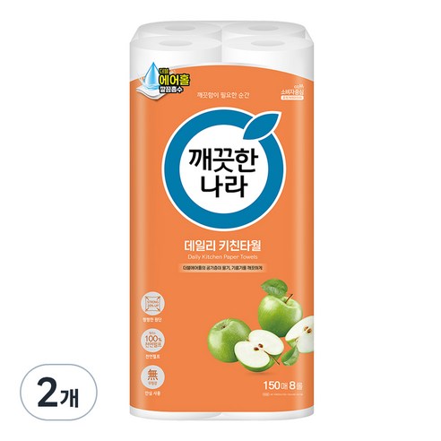 깨끗한나라 데일리 키친타올, 16개, 150매