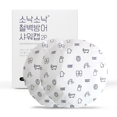 소낙소낙 철벽방어 샤워캡 26 x 26 x 0.5 cm, 화이트, 2개