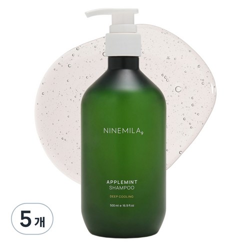 나인밀라 애플민트 지성두피 쿨링샴푸, 500ml, 5개