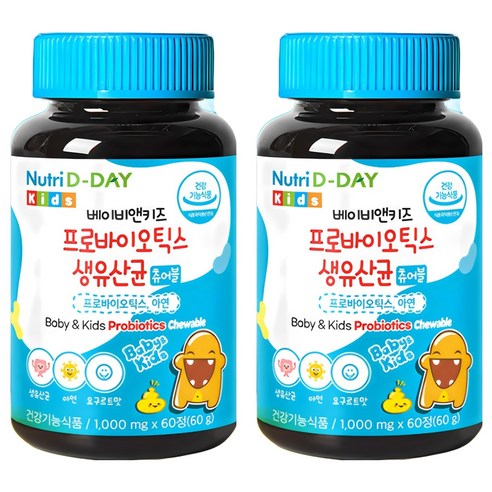 뉴트리디데이 베이비앤키즈 프로바이오틱스 생유산균 아연 60g, 60정, 2개
