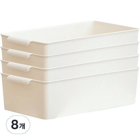 보노하우스 리빙 그립 바스켓, 크림, 8개