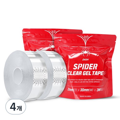 대쉬 스파이더 클리어 겔 양면 테이프 3m, 4개