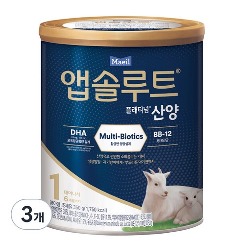앱솔루트 플래티넘 산양분유 1단계, 350g, 3개