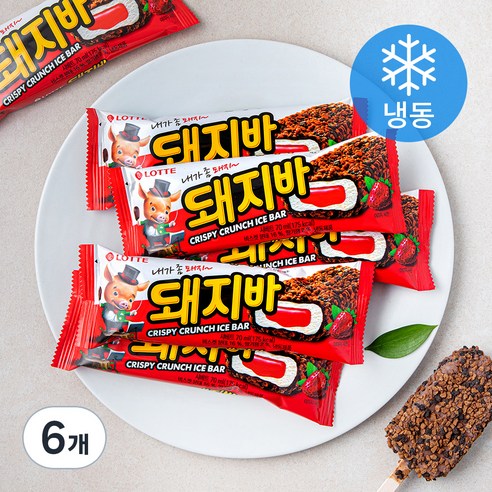 롯데웰푸드 롯데 돼지바 (냉동), 70ml, 6개입, 6개