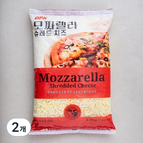 DFK 모짜렐라 슈레드 치즈, 2.5kg, 2개