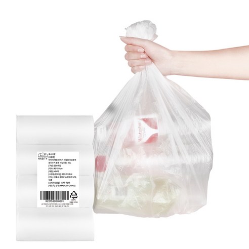 하비티 배접 분리수거 쓰레기 비닐봉투 200매, 20L, 1개