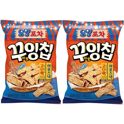 롯데제과 오잉포차 꾸이오잉칩, 2개, 100g