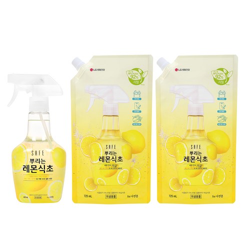 세이프 뿌리는 레몬식초 주방세정제 본품 400ml + 리필 725ml 2p, 1세트