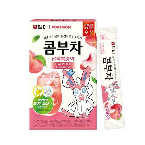담터 포켓몬 납작복숭아 콤부차, 5g, 10개입, 1개