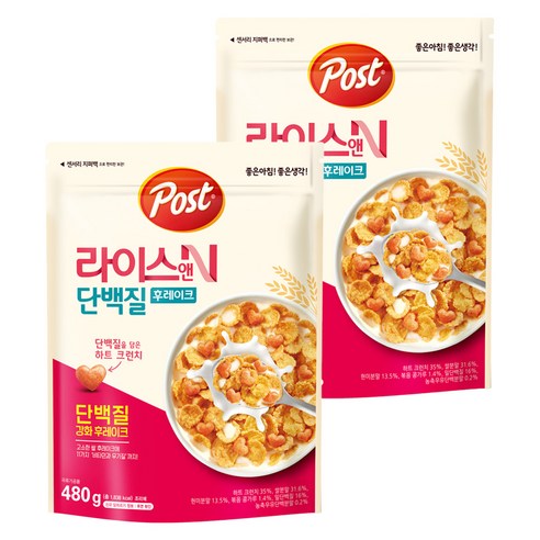 포스트 라이스앤 단백질 후레이크, 480g, 2개