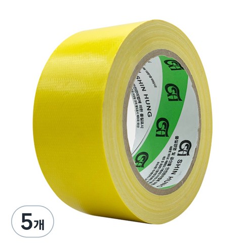 신흥테이프 신흥 면테이프 48mm x 25M 노랑, 5개