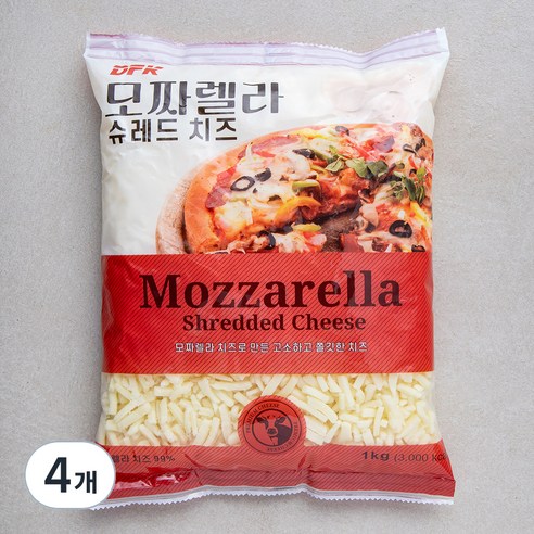 DFK 모짜렐라 슈레드 치즈, 1kg, 4개