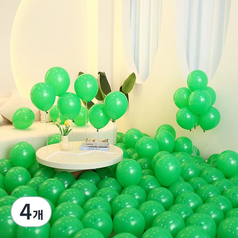 피앤비유니티 스탠다드 라운드 풍선 25cm 100p, 22 그린, 4개