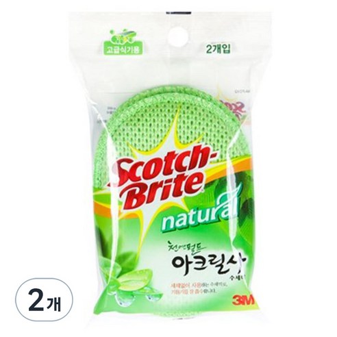 스카치브라이트 천연펄프 아크릴사 수세미, 2개입, 2개