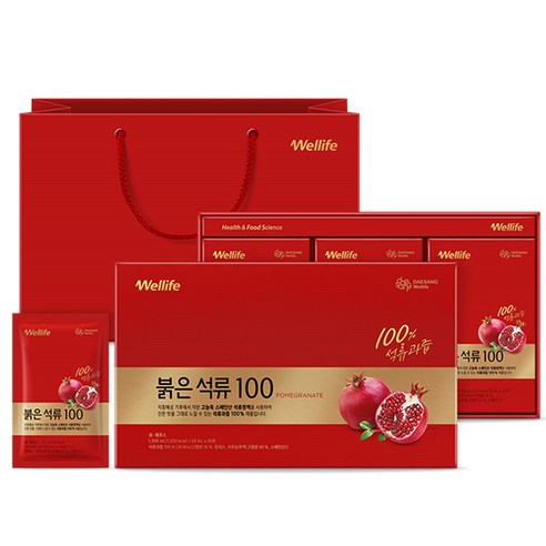 대상웰라이프 붉은석류 100 + 쇼핑백, 1.5L, 1개