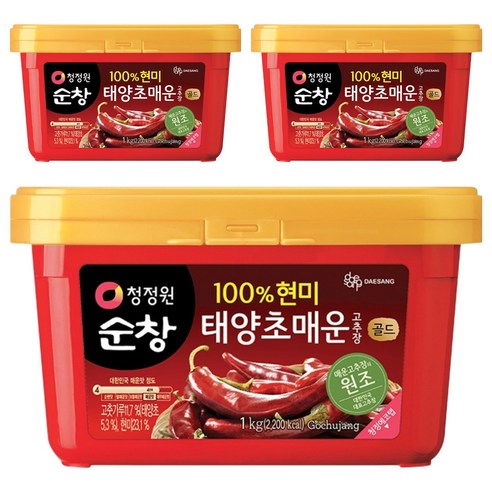 청정원순창 태양초 매운고추장 골드, 1kg, 3개