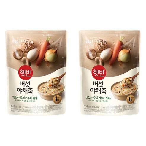 햇반 버섯야채죽, 420g, 2개