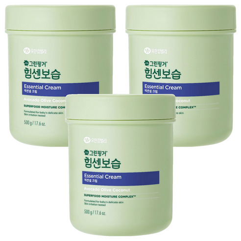 그린핑거 힘센보습 대용량 영유아 에센셜 크림 오렌지그린티향, 500g, 3개
