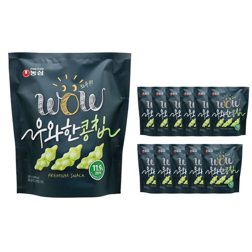 농심 우와한 콩칩(42g) x 6개 완내스 홈캉스 쏘울푸드 캠핑간식 자취템, 42g, 4개