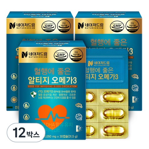 네이처드림 혈행에 좋은 알티지 오메가3, 30정, 31.5g, 12박스