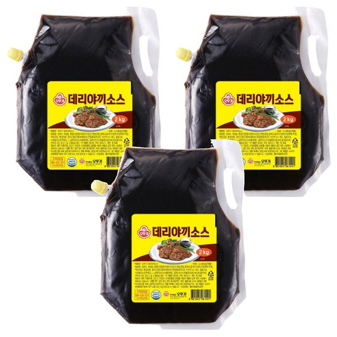 오뚜기 데리야끼소스 스파우트팩, 2kg, 3개
