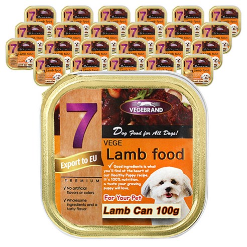 베게브랜드 반려견 사각 양고기캔 100g, 양고기맛, 24개