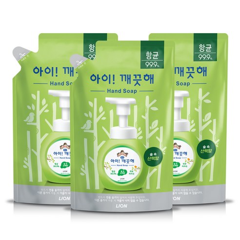 아이깨끗해 핸드솝 리필 숲 속 산책향, 3개, 450ml