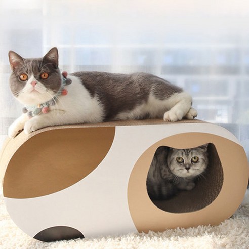 얼룩소 고양이 스크래쳐 숨숨집, 브라운, 1개