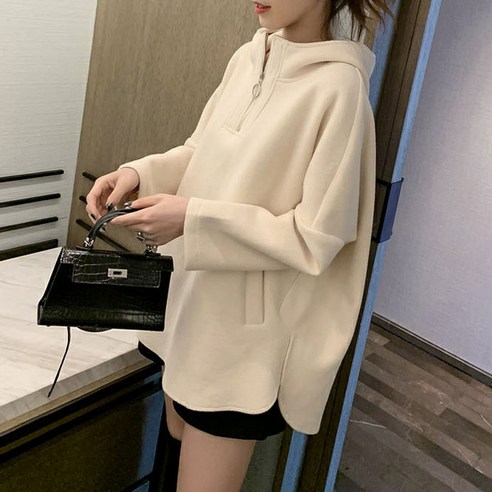 임산부 루즈핏 롱 후드티
