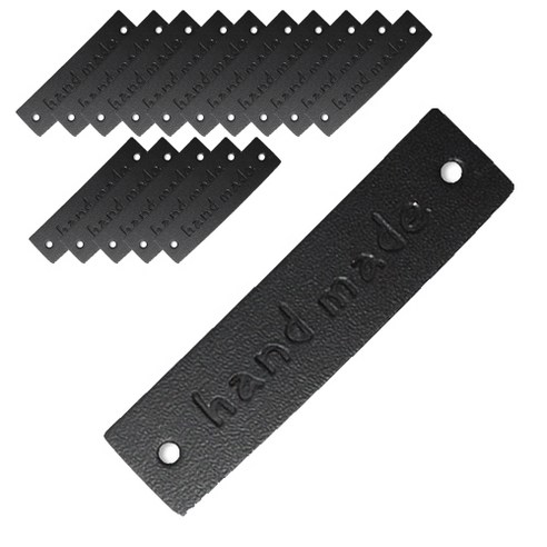 동대문단추왕 천연가죽 핸드메이드라벨 40*10mm, 블랙, 16개