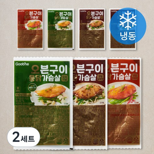 굽네 오븐구이 통닭가슴살 오리지널 2개입 + 매콤바베큐 2개입 + 양념갈비맛 3개입 (냉동), 110g, 1개입, 14개
