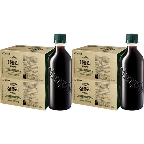 아카페라 심플리 디카페인 아메리카노 커피, 400ml, 80개