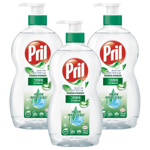 프릴 시크릿 오브 그린파워 알로에베라향 주방세제, 700ml, 3개
