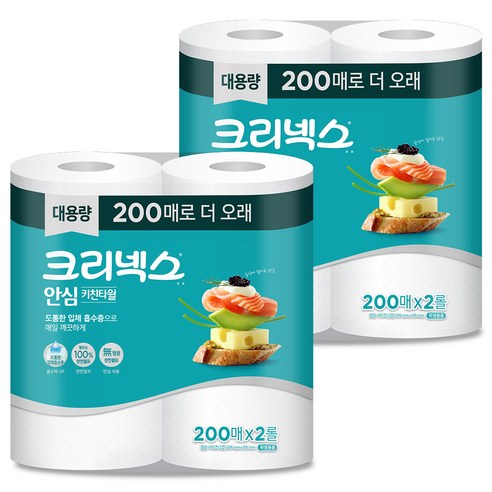 크리넥스 안심 키친타월, 200매, 4개