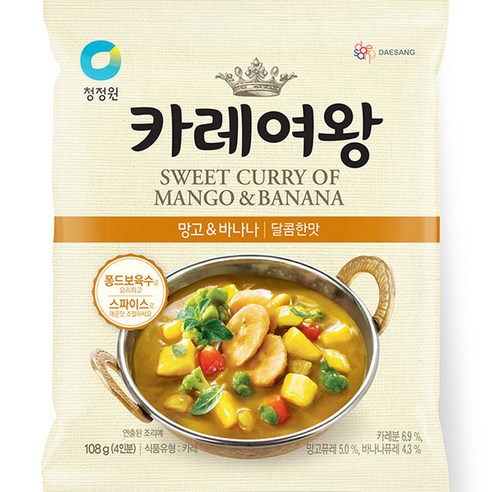 청정원 카레여왕 망고 앤 바나나 달콤한맛, 108g, 4개