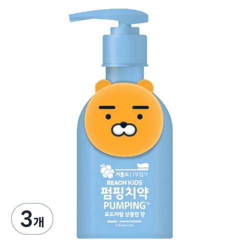 리치 카카오프렌즈 키즈 펌핑치약 블루, 160g, 3개
