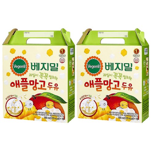 베지밀 과일이 꼭꼭 씹히는 애플망고 두유 16팩 190ml, 32개