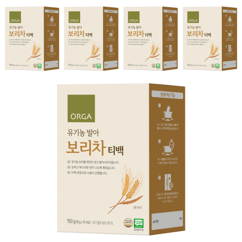 올가홀푸드 유기농 발아 보리차, 10g, 15개입, 5개
