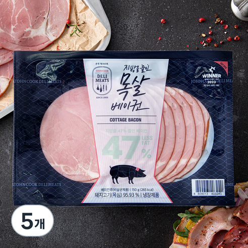 존쿡델리미트 목살베이컨, 150g, 5개