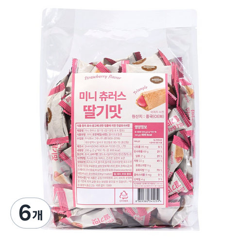 로마나 미니 츄러스 딸기맛, 6개, 200g