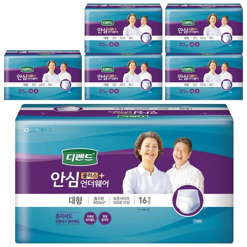 디펜드 안심플러스 언더웨어 성인기저귀 대형, 16개입, 6개