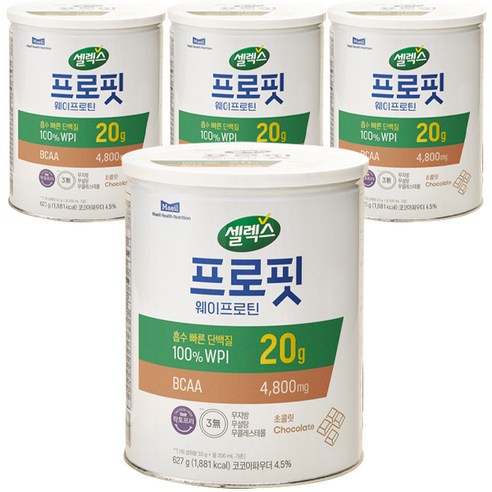 셀렉스 프로핏 웨이프로틴 파우더 초콜릿, 627g, 4통
