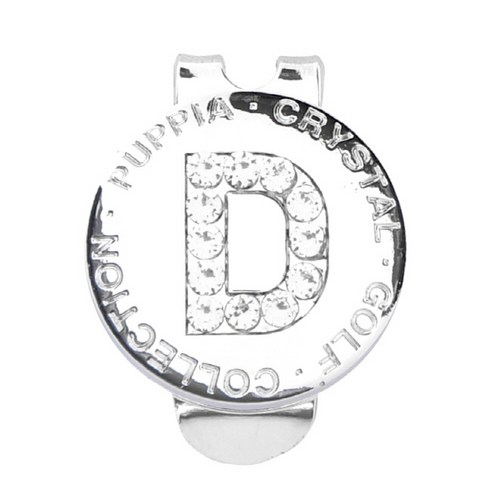 퍼피아 골프 스와로브스키 이니셜 볼 마커 자석 클립 세트, 크리스털D, 1개