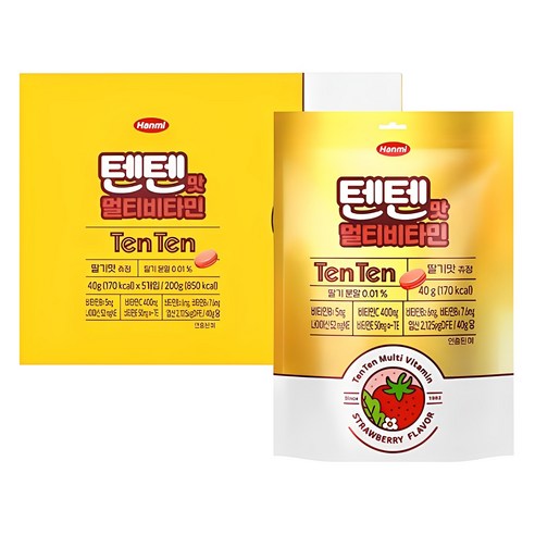텐텐 멀티비타민 5p, 딸기맛, 40g, 1개