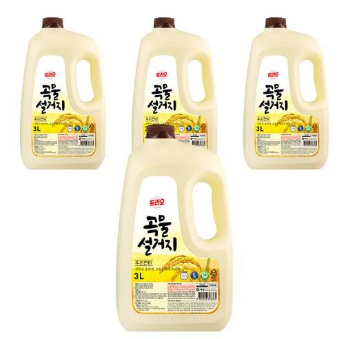 트리오 곡물설거지 우리현미 주방세제, 3L, 4개