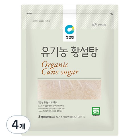 청정원 유기농 황설탕, 2kg, 4개