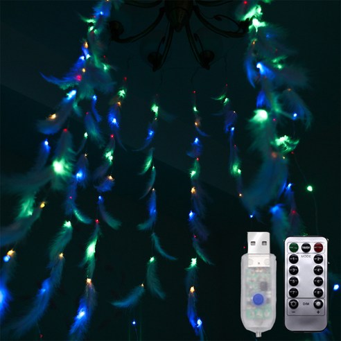 더깔끔 LED 창문 인스풍 실내 장식 깃털, 컬러 보통 USB