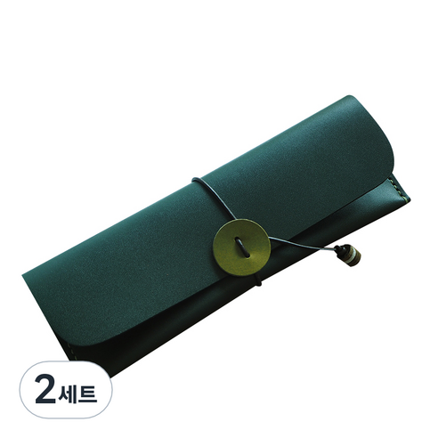 더보테가 핸드메이드 가죽 필통 + 펜슬캡 세트 각인 무, 풀그레인 파인그로브, 2세트